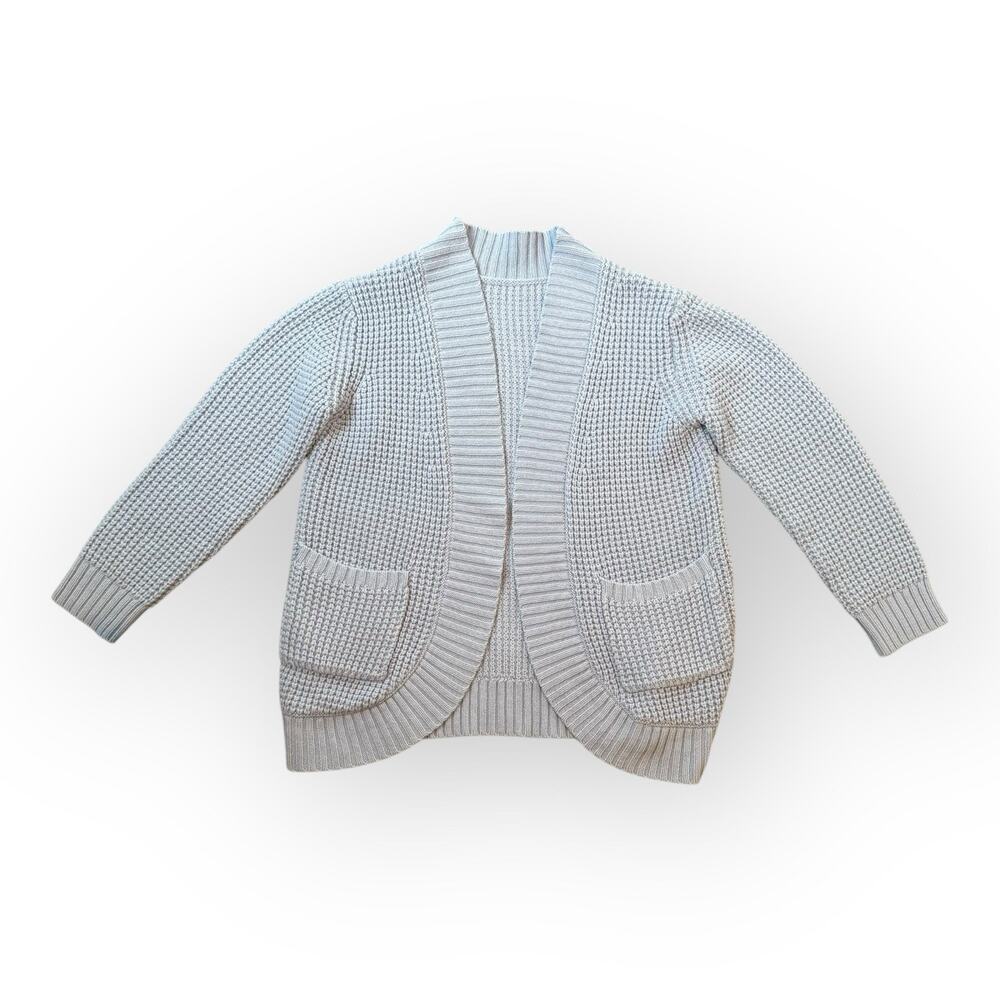 Light Blue Chunky Waffle Knit Cardigan Sweater Size Small